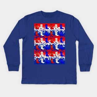 FOURTH Of July American Cowboy Red White And Blue Kids Long Sleeve T-Shirt